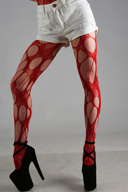 Dancing Cat 2er Set Netzstrumpfhosen Rot – Sexy & Elastisch für Pole Dance & Exotic